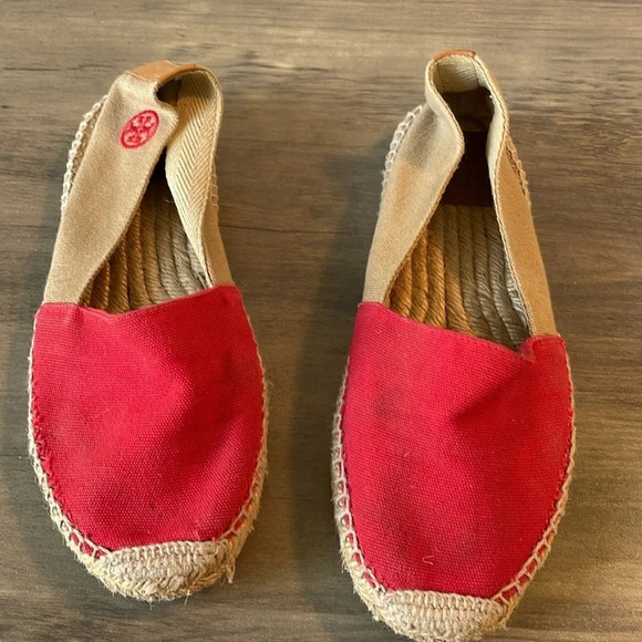 Tory Burch, women’s 7, tan and red summer espadrille flats, good condition - Picture 4 of 13